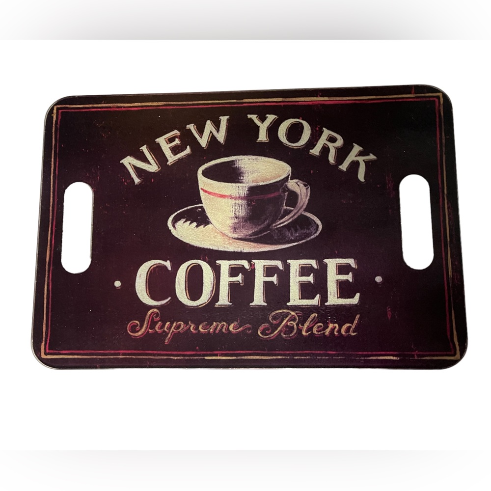 Antique Cutting Board / Expresso Bar Tray ~ Glass